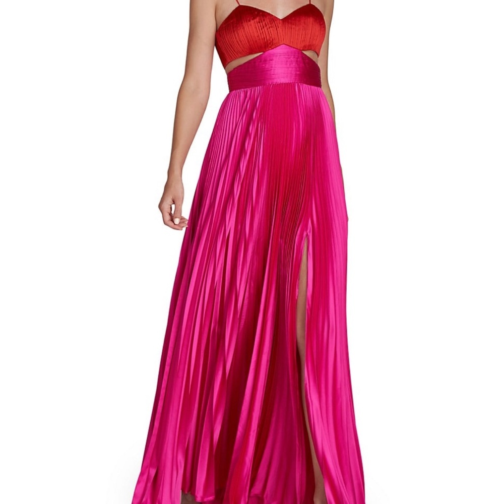 COPY - Elodie Satin Colorblock Pleated Gown